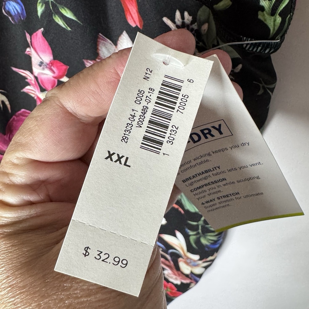 Old‎ Navy Active Go Dry NEW Floral Leggings Sz XXL High Waist Yoga Black Pink - Picture 4 of 10